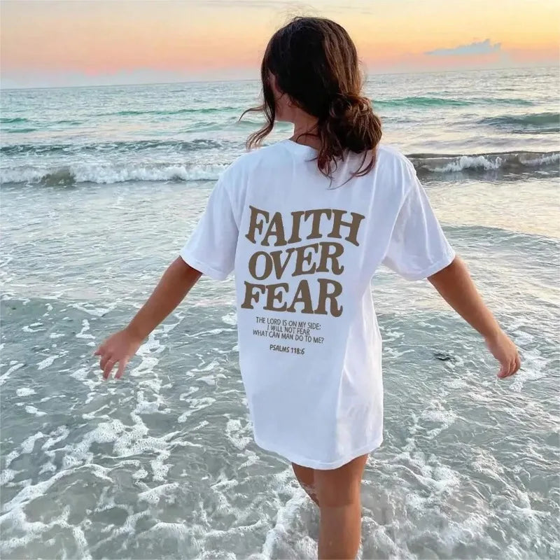 Messiah Is King ‘Faith Over Fear’ Women’s T-Shirt – Empowering Style for Summer