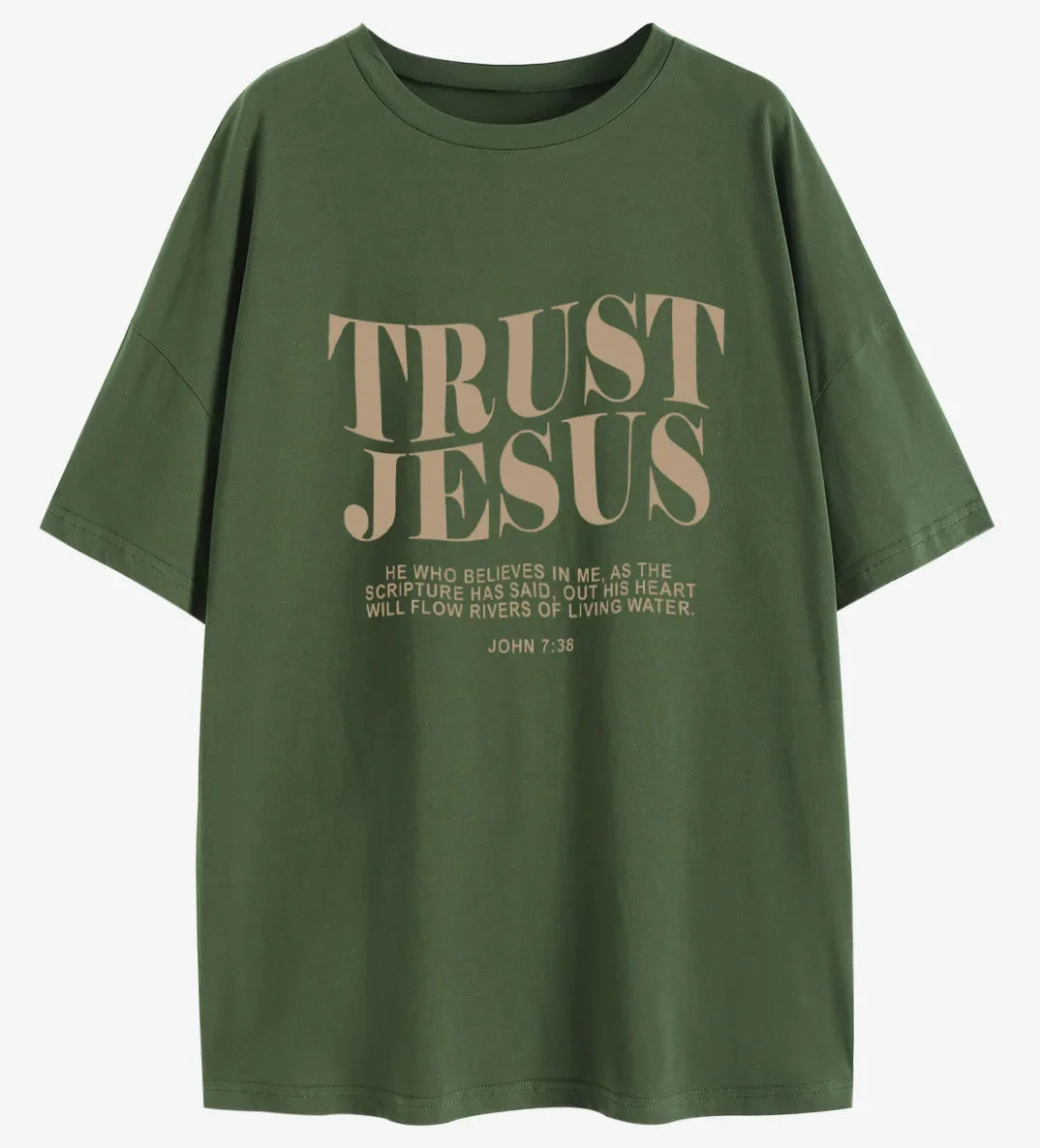 Trust Jesus Oversized Christian T-Shirt – Faith-Based Loose Fit Tee