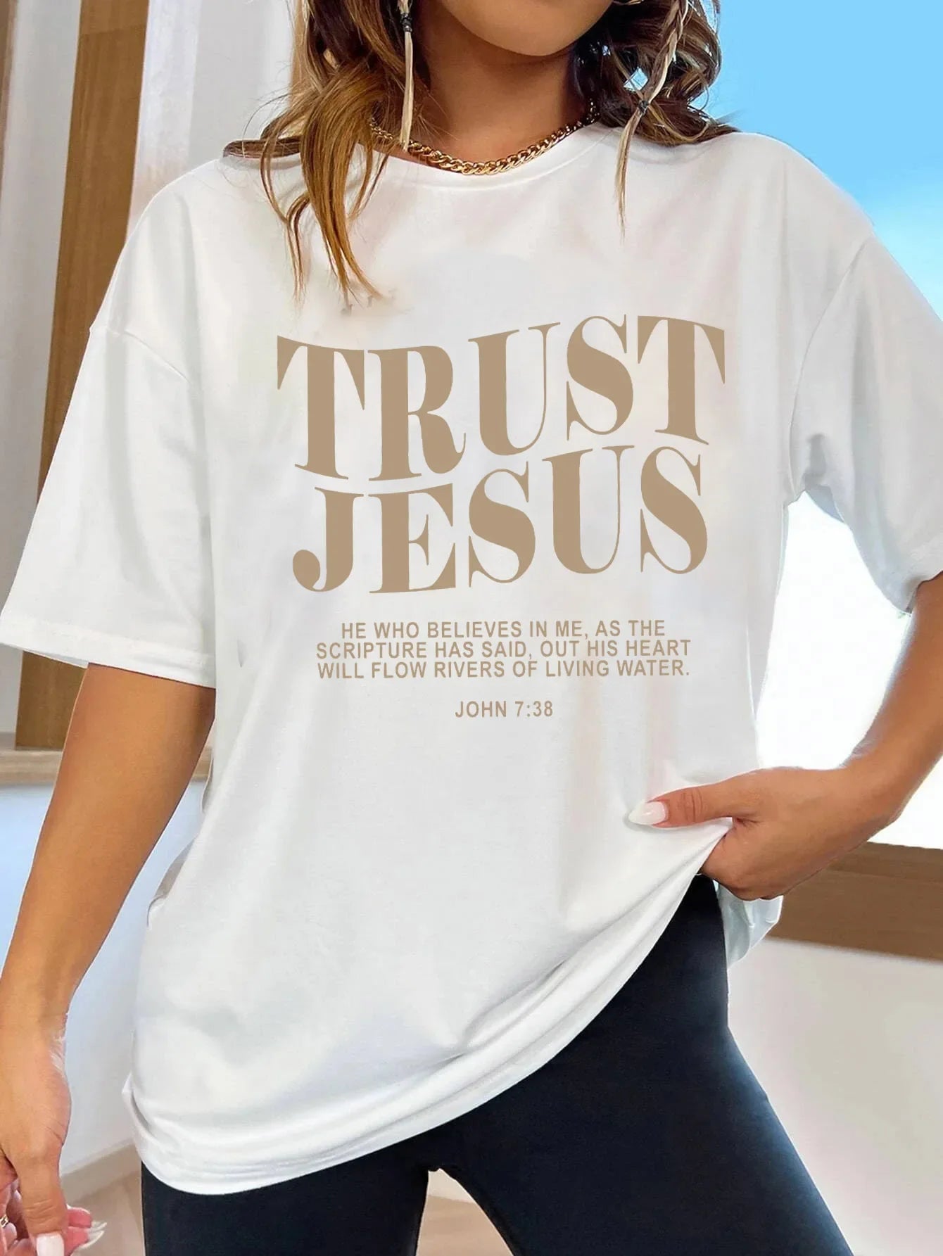 Trust Jesus Oversized Christian T-Shirt – Faith-Based Loose Fit Tee