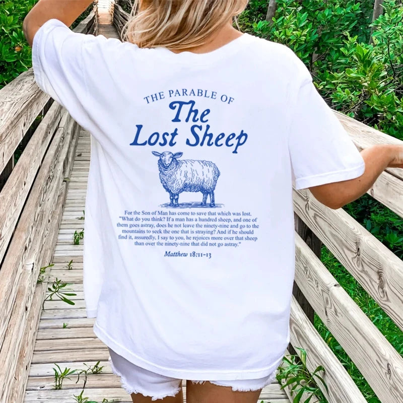 Lost Sheep Bible Verse T-Shirt – Christian Inspirational Graphic Tee for Women