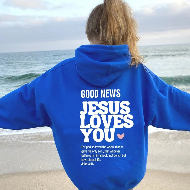 Good News: Jesus Loves You’ Hoodie – Trendy Christian Sweatshirt